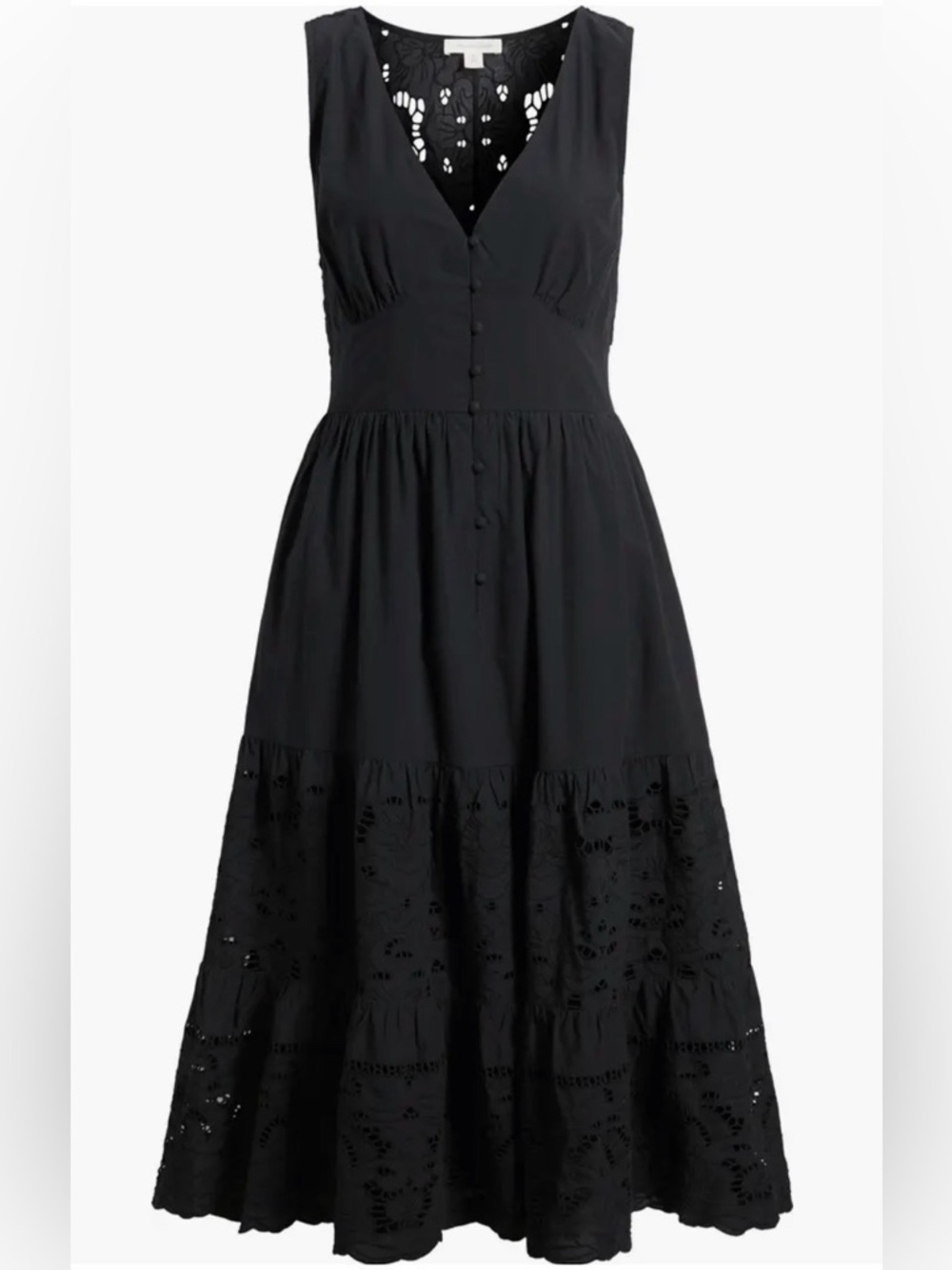 Treasure and Bond - Black Eyelet-Trim Dress